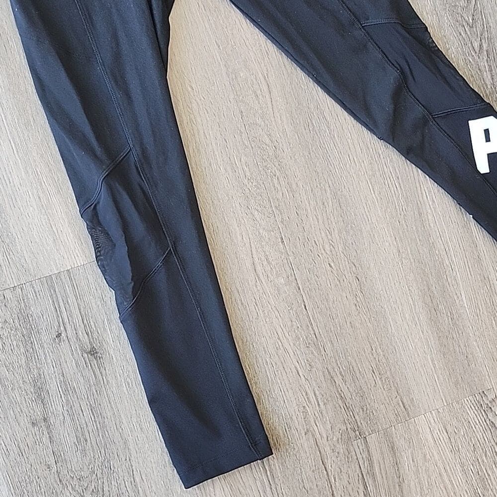 PINK Ultimate Black Athletic Leggings with Zip Pockets and Mesh Cut Outs - Thumbnail 2