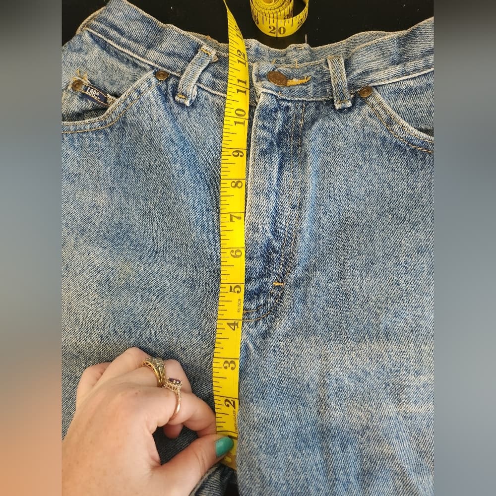 Vintage Lee Women's High Rise Light Blue Acid Wash Mom Jeans - Thumbnail 12
