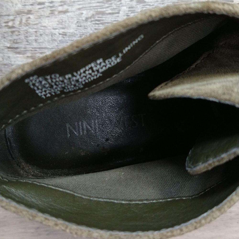 Green Suede Nine West Wedge Joeyo Booties - Thumbnail 8