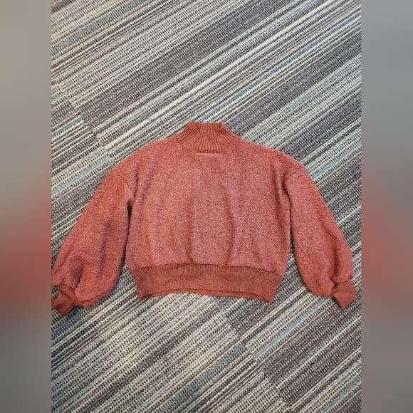 debut Rust Orange Cropped Balloon Sleeve Soft Sweater - Thumbnail 12