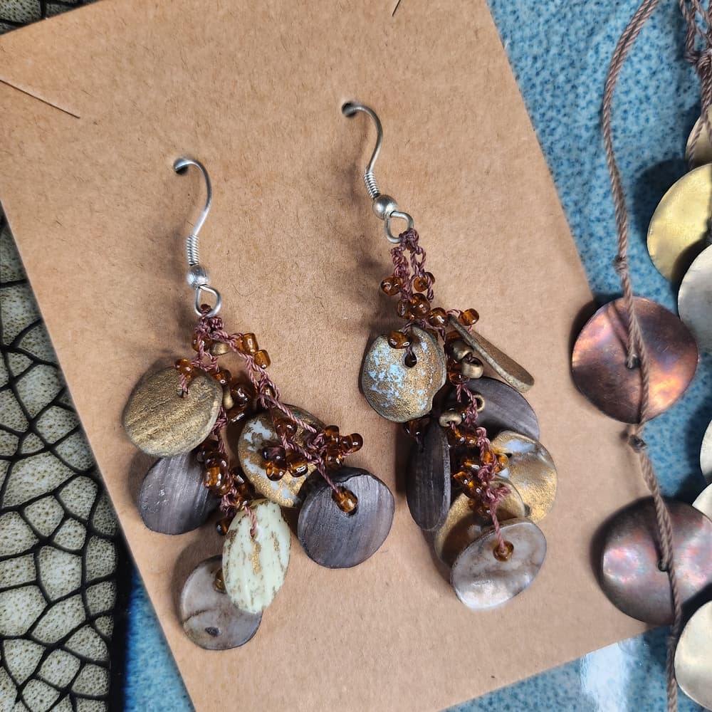 Elegant Multicolor Disc Necklace and Earring Set - Thumbnail 2