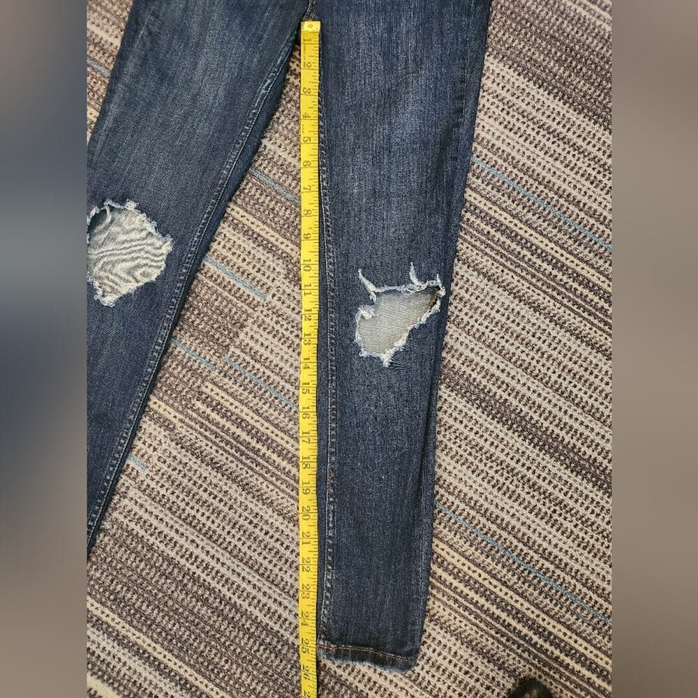 Free People Dark Wash Ripped Skinny Cropped Jeans - Thumbnail 10