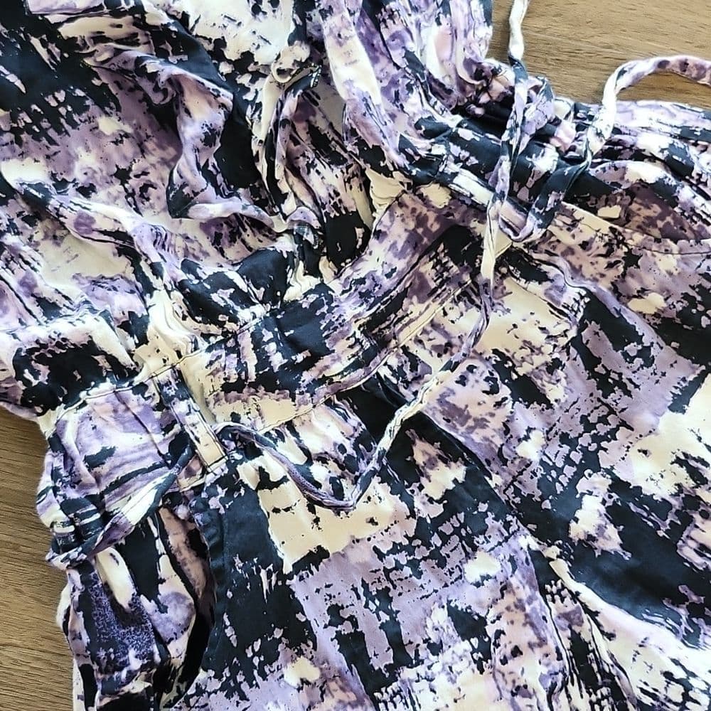 Fire Los Angeles Purple White Cotton Belted Shorts Romper - Thumbnail 5