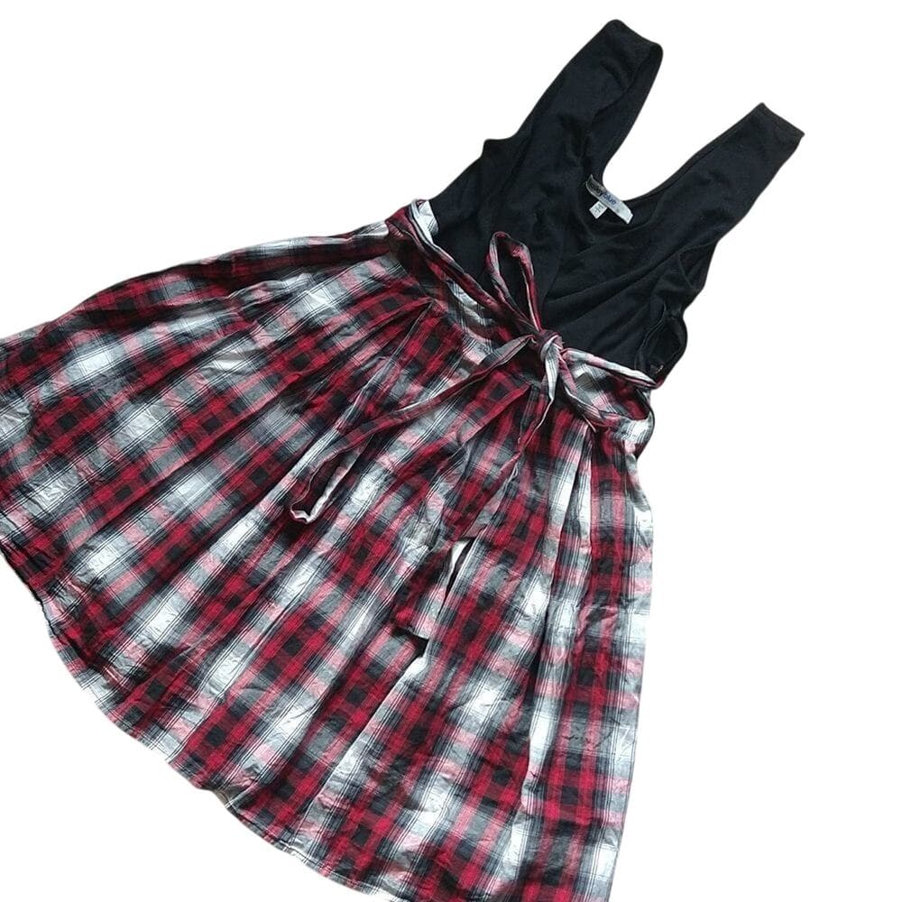 Bailey Blue vintage Y2K black sleeveless and red plaid dress with tie waist - Thumbnail 8