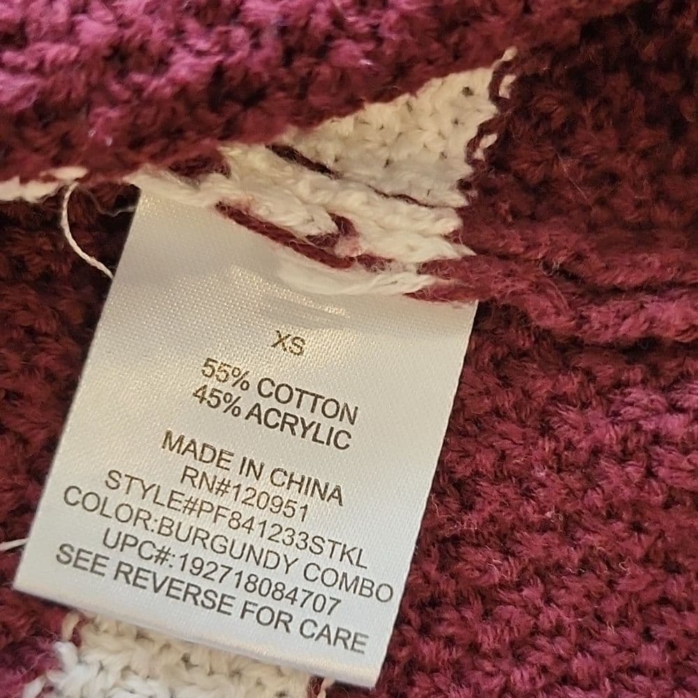 Pink Republic 🥰 Burgundy and White Crop Sweater - Thumbnail 4