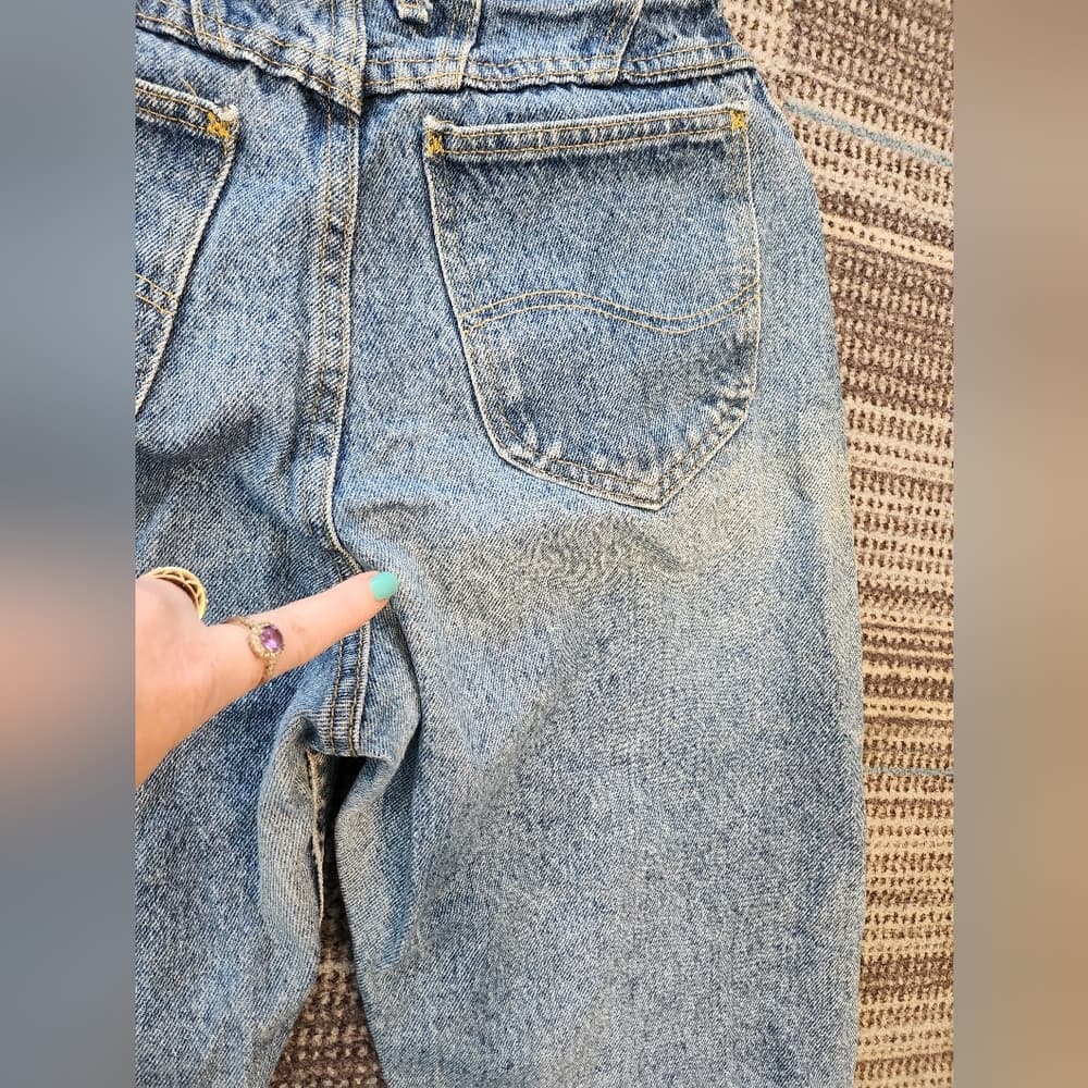Vintage Lee Women's High Rise Light Blue Acid Wash Mom Jeans - Thumbnail 8