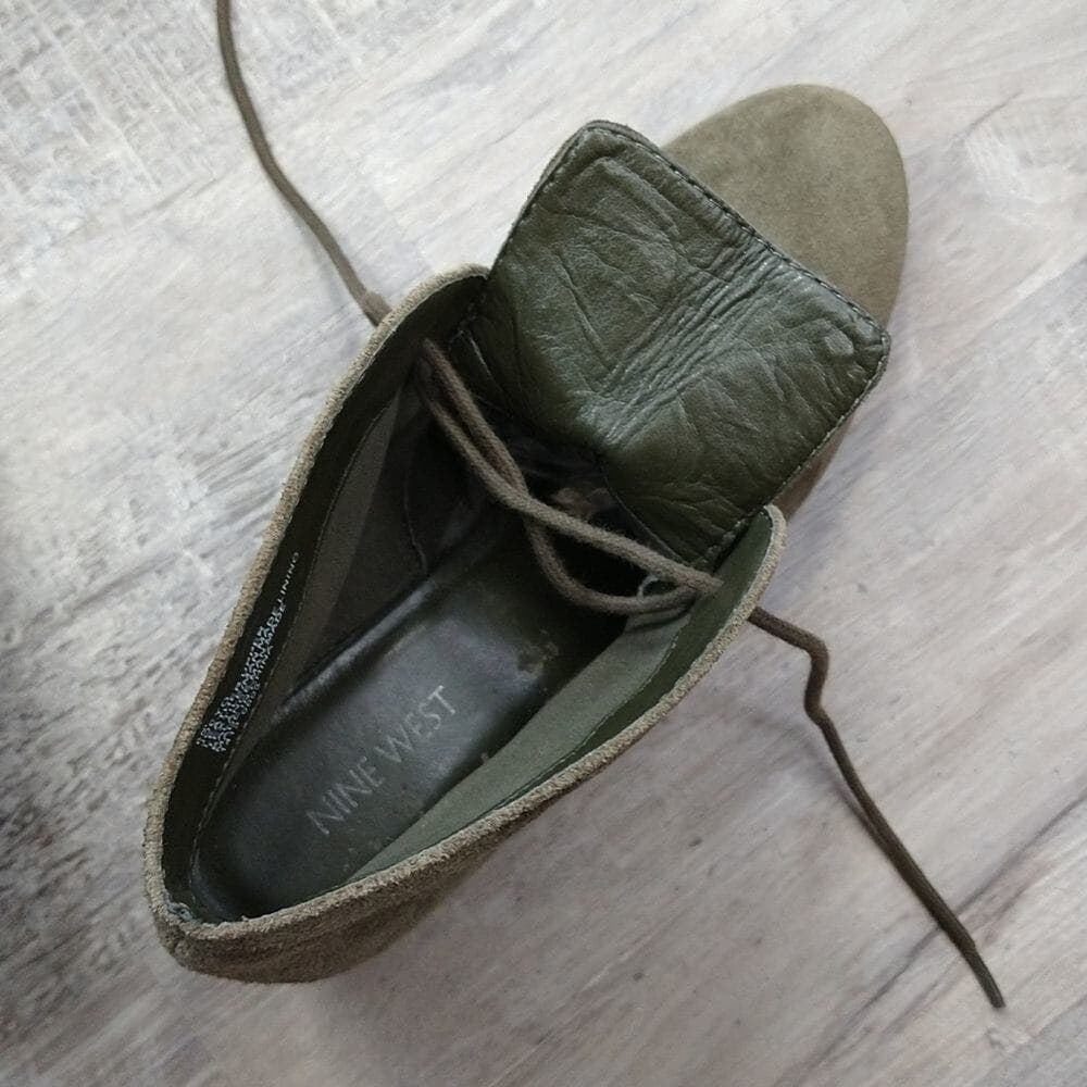 Green Suede Nine West Wedge Joeyo Booties - Thumbnail 9
