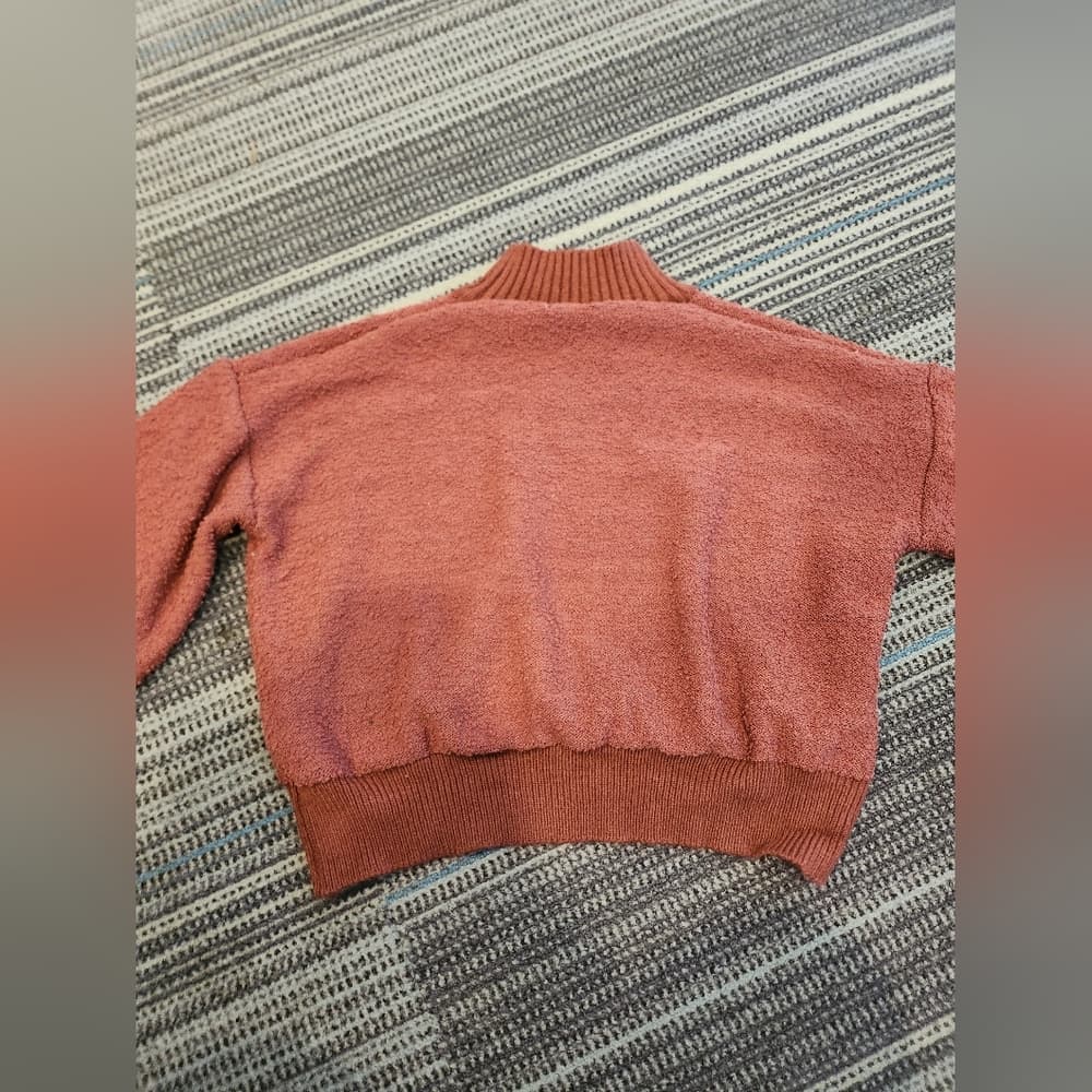 debut Rust Orange Cropped Balloon Sleeve Soft Sweater - Thumbnail 4