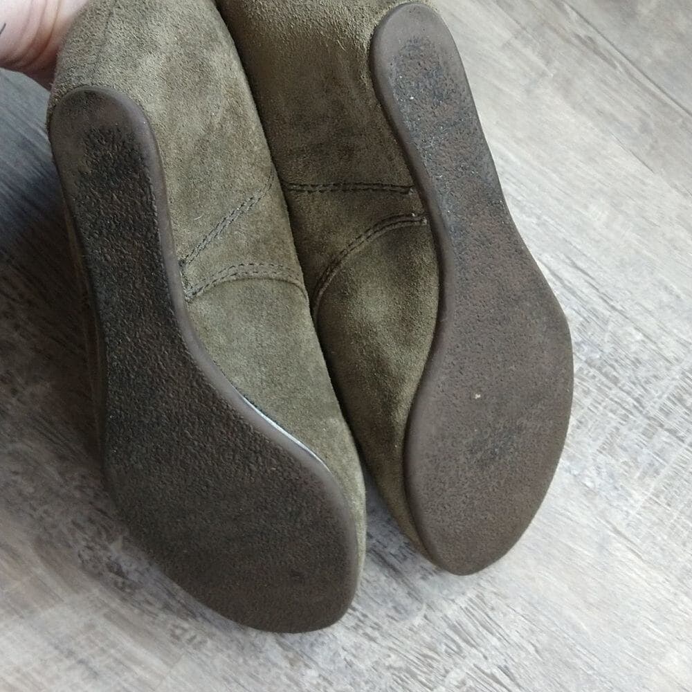 Green Suede Nine West Wedge Joeyo Booties - Thumbnail 6