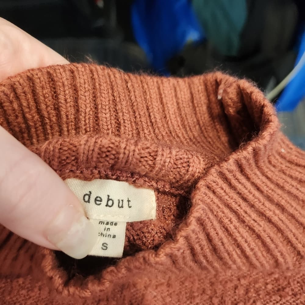 debut Rust Orange Cropped Balloon Sleeve Soft Sweater - Thumbnail 7