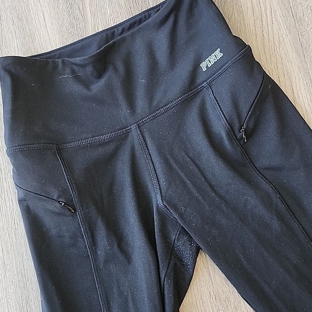 PINK Ultimate Black Athletic Leggings with Zip Pockets and Mesh Cut Outs