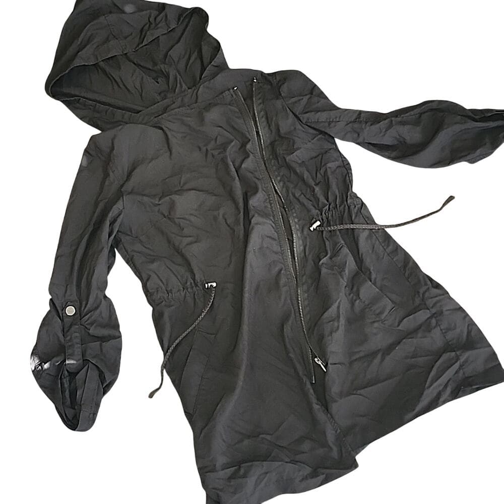 Divided by H&M Black Thin Lightweight Zip up Hooded Fitted Jacket - Thumbnail 10