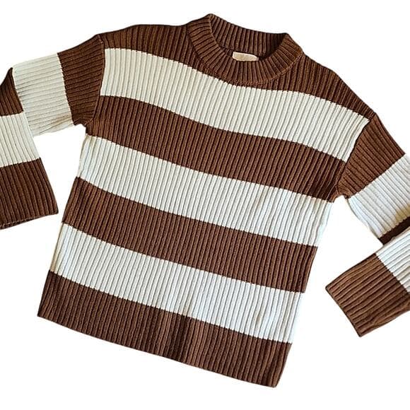 Love For Humanity Brown and Ivory Striped Sweater - Thumbnail 7