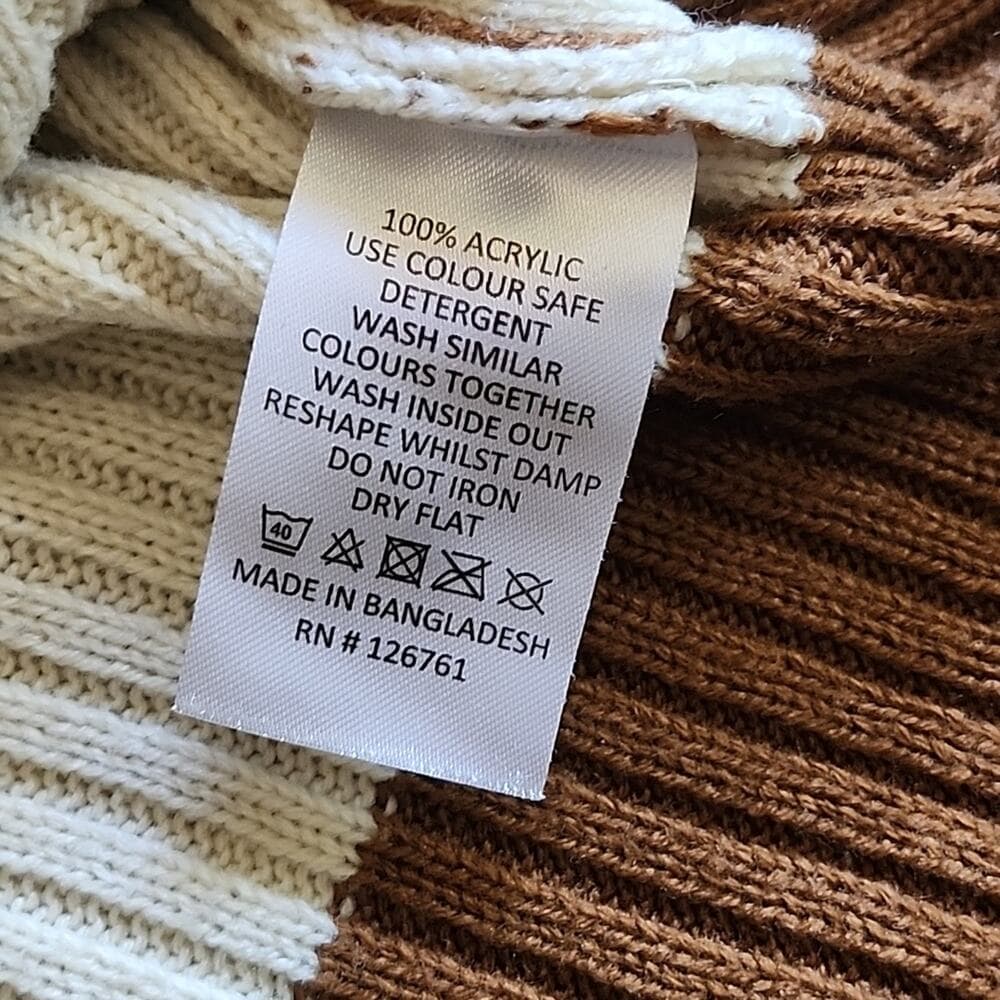 Love For Humanity Brown and Ivory Striped Sweater - Thumbnail 4