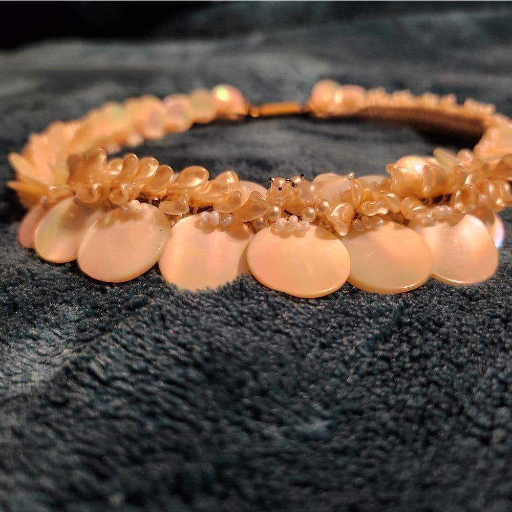 Rare Vintage 1920s Mother Of Pearl Corded Choker with Love Bird and Earrings - Thumbnail 13