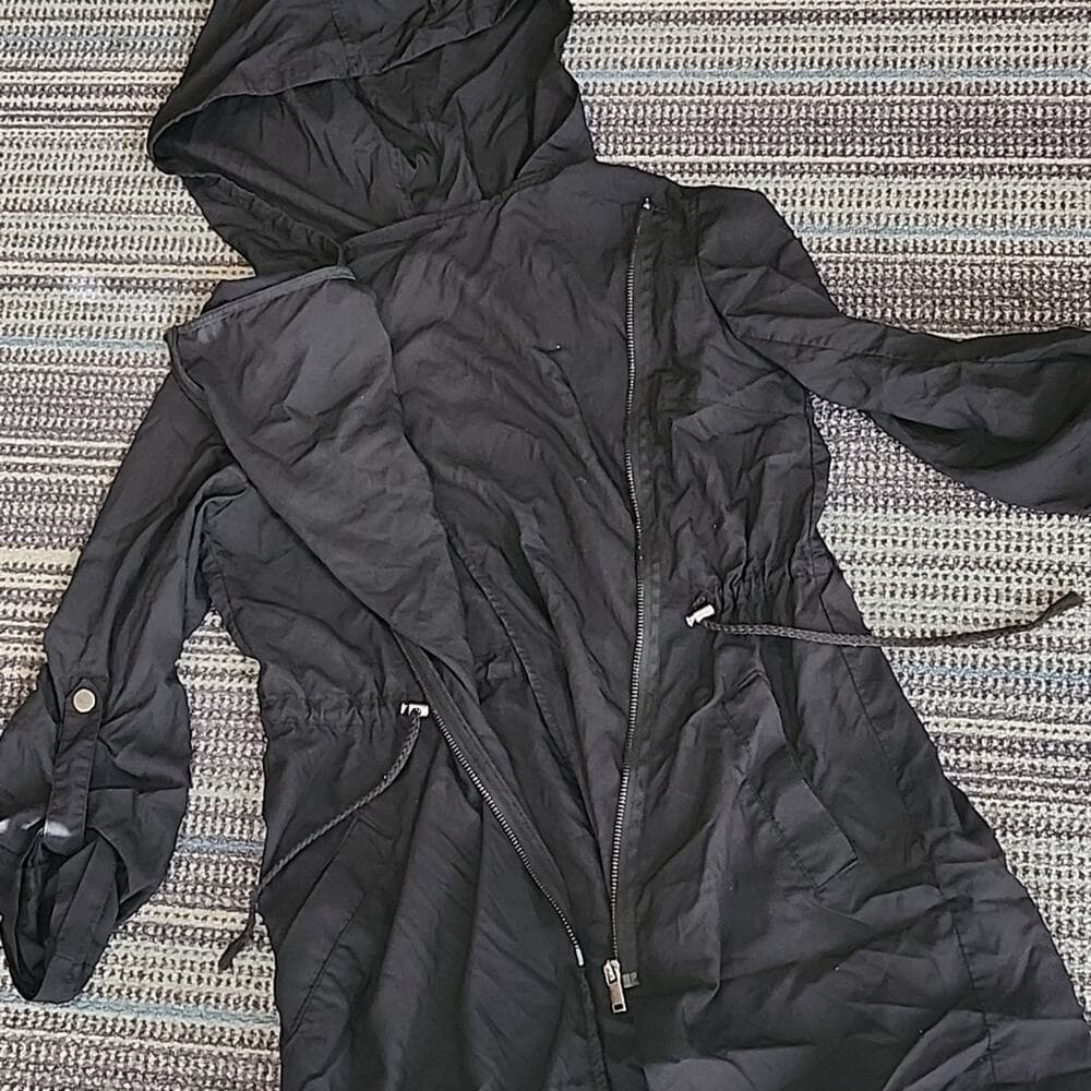 Divided by H&M Black Thin Lightweight Zip up Hooded Fitted Jacket - Thumbnail 3
