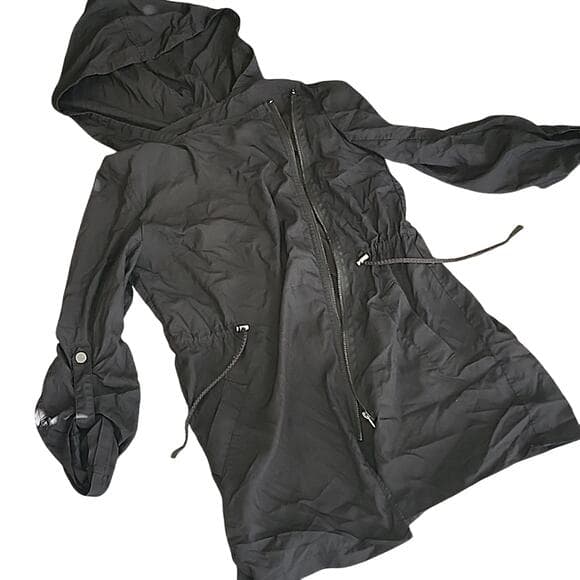 Divided by H&M Black Thin Lightweight Zip up Hooded Fitted Jacket - Thumbnail 11