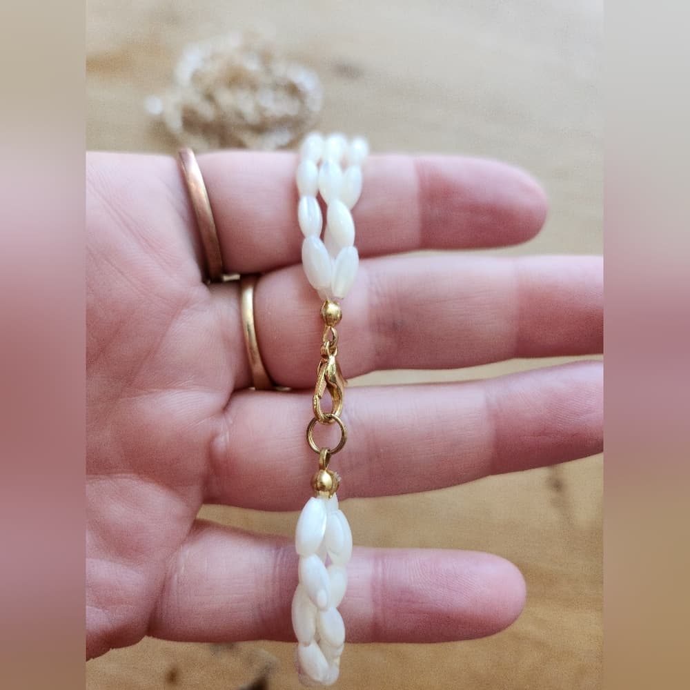 Elegant Mother Of Pearl and Coral Beaded Multi Strand Necklace - Thumbnail 5
