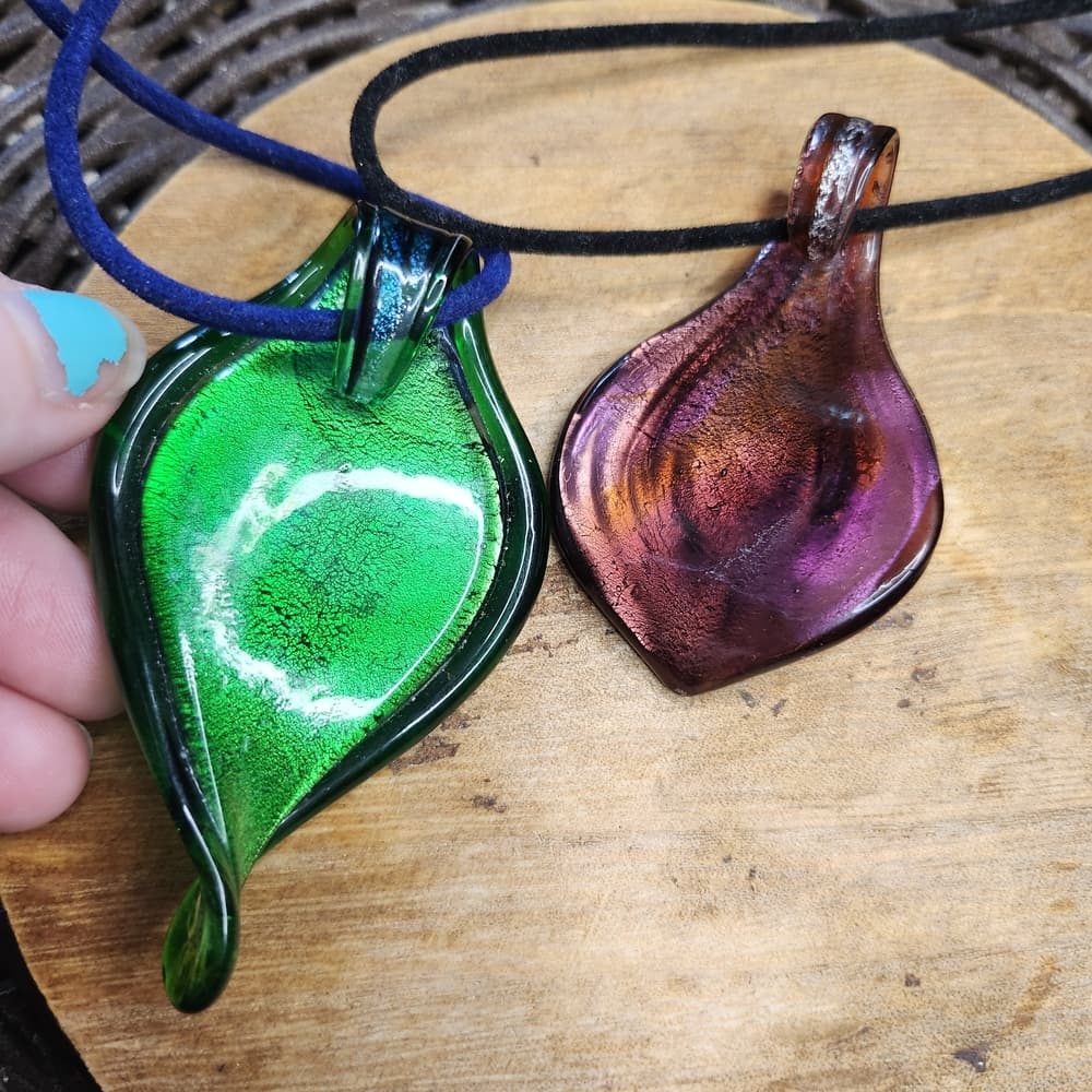 Elegant Vibrant Art Glass Pendant Necklace Set Of Two - Thumbnail 5