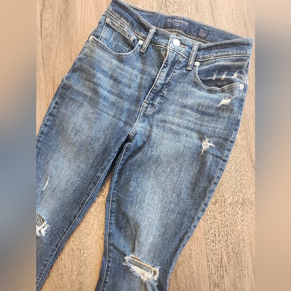 Lucky Brand Women's Bridgette Ripped Skinny Ankle High Rise Jeans - Thumbnail 2