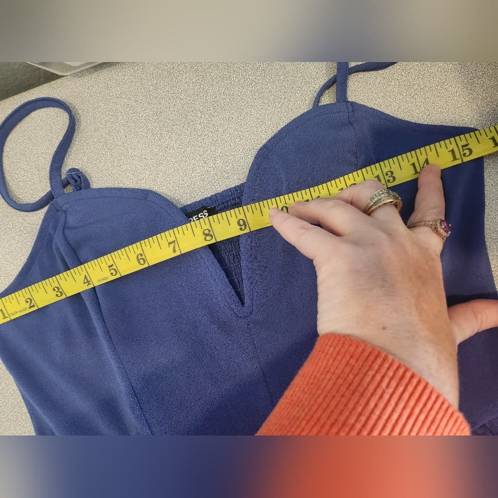 Express Vibrant Blue Strappy Romper - Thumbnail 12