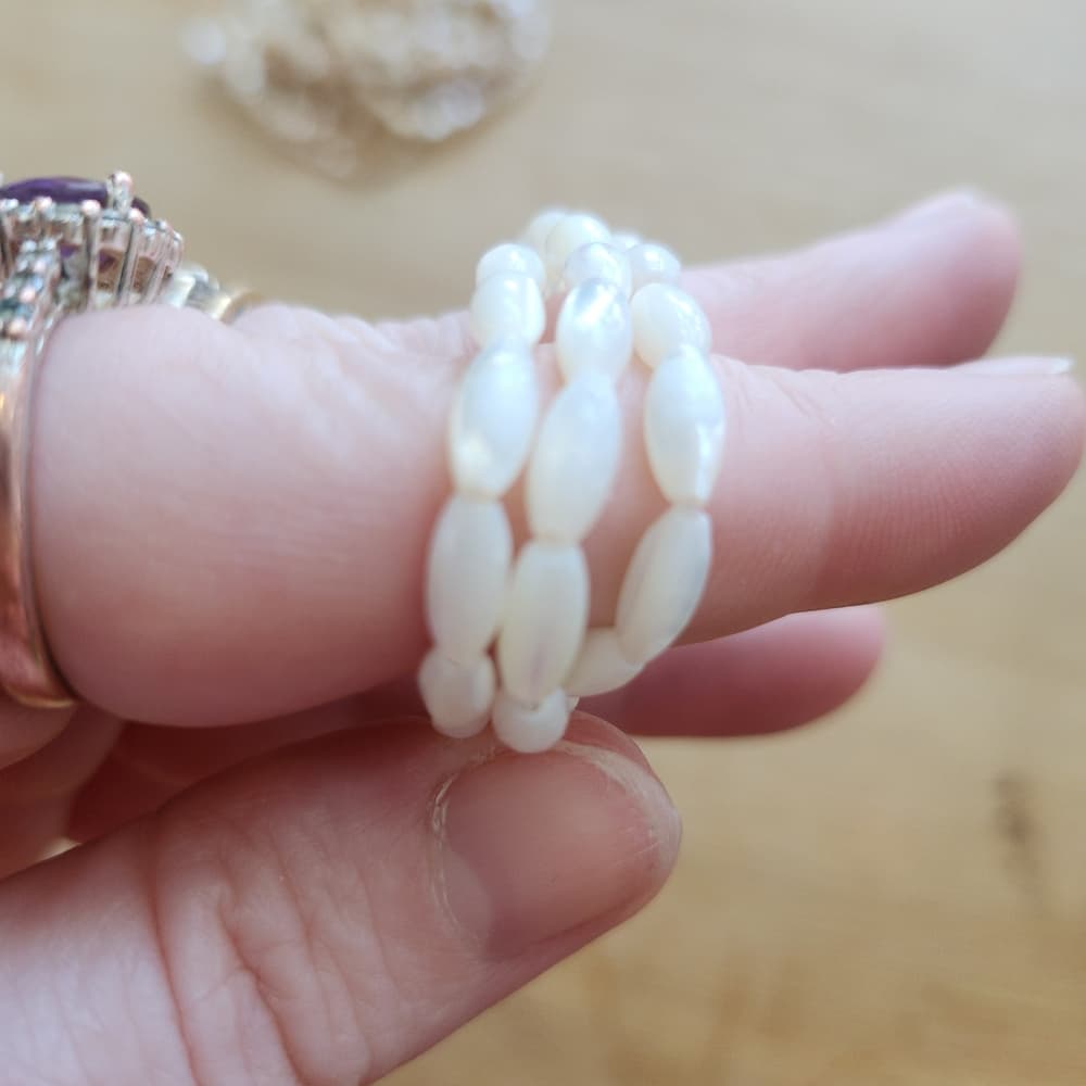 Elegant Mother Of Pearl and Coral Beaded Multi Strand Necklace - Thumbnail 6