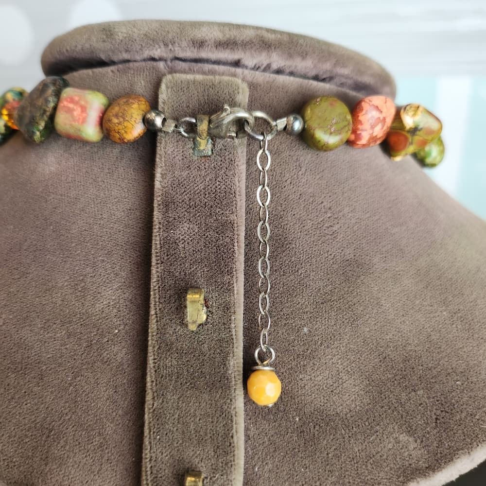 Artisan Earthy Tone Yellow Jasper And Other Gemstone Necklace - Thumbnail 3