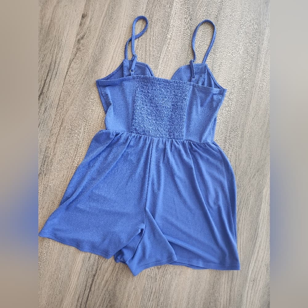 Express Vibrant Blue Strappy Romper - Thumbnail 5