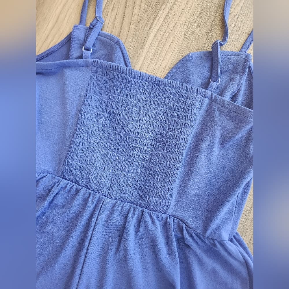 Express Vibrant Blue Strappy Romper - Thumbnail 6