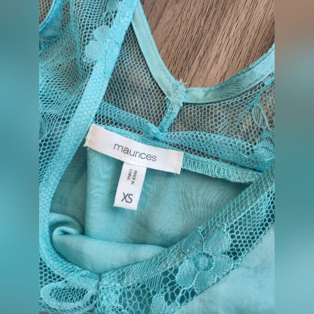 Maurices Aqua Lace Trim Tank Top Polyester - Thumbnail 2