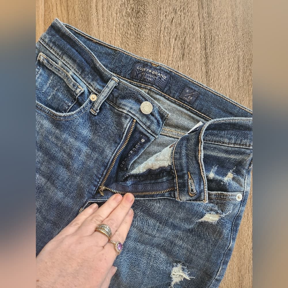 Lucky Brand Women's Bridgette Ripped Skinny Ankle High Rise Jeans - Thumbnail 4