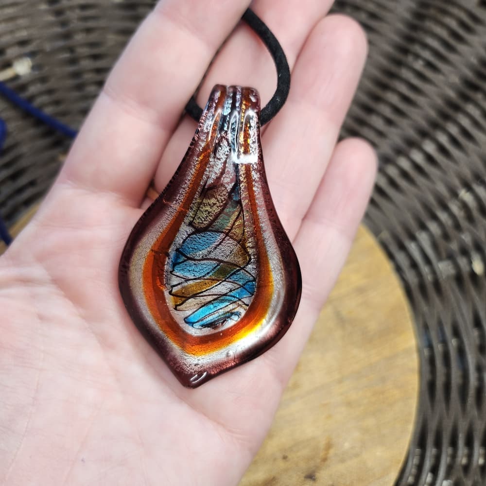Elegant Vibrant Art Glass Pendant Necklace Set Of Two - Thumbnail 4