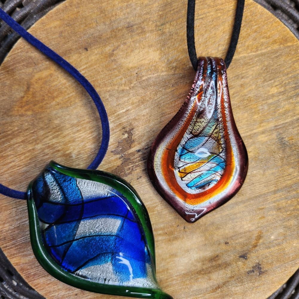 Elegant Vibrant Art Glass Pendant Necklace Set Of Two - Thumbnail 2