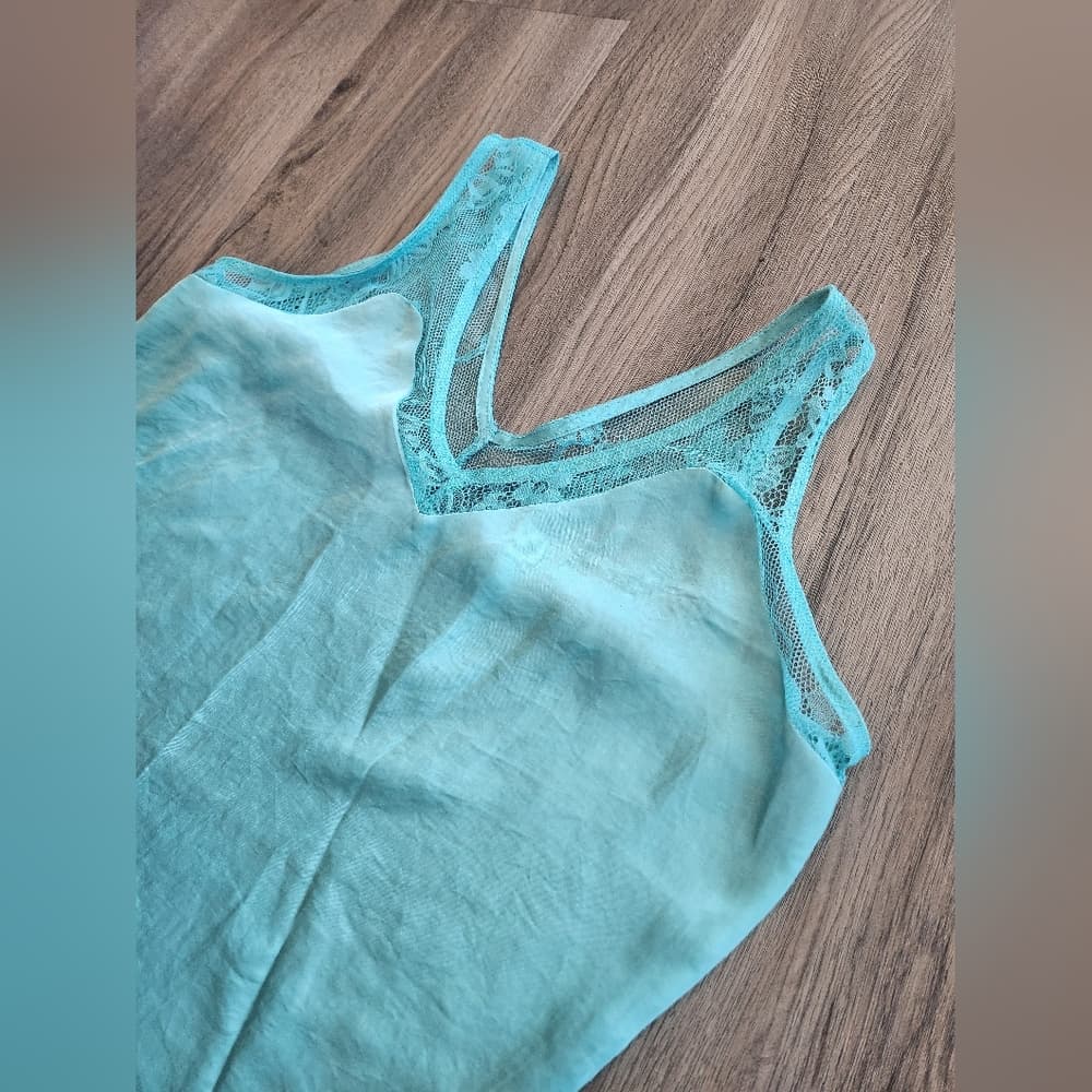 Maurices Aqua Lace Trim Tank Top Polyester