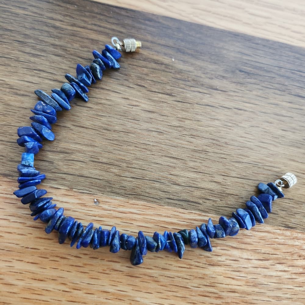Blue Lapis Lazuli Chip Stone Bracelet With Barrel Clasp - Thumbnail 2