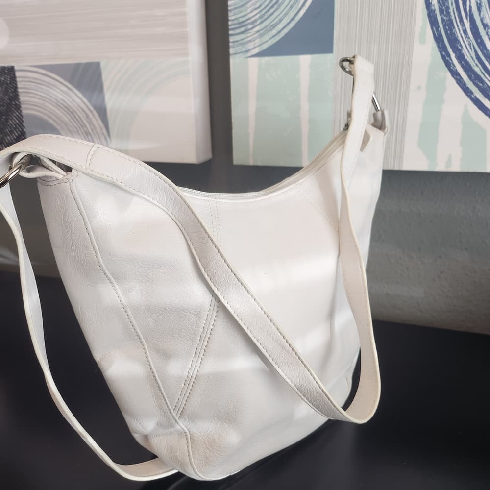 White Etienne Aigner Soft Lambskin Leather Shoulder Bag - Thumbnail 5