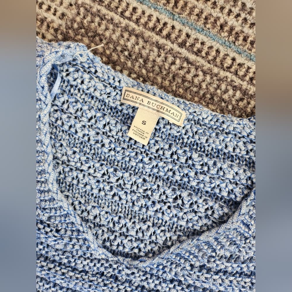Blue Dana Buchman Light Blue Pullover Knit Sweater - Thumbnail 3