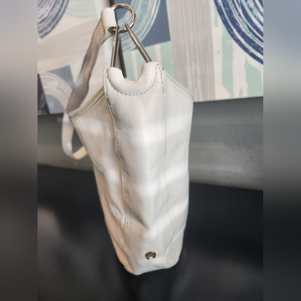 White Etienne Aigner Soft Lambskin Leather Shoulder Bag