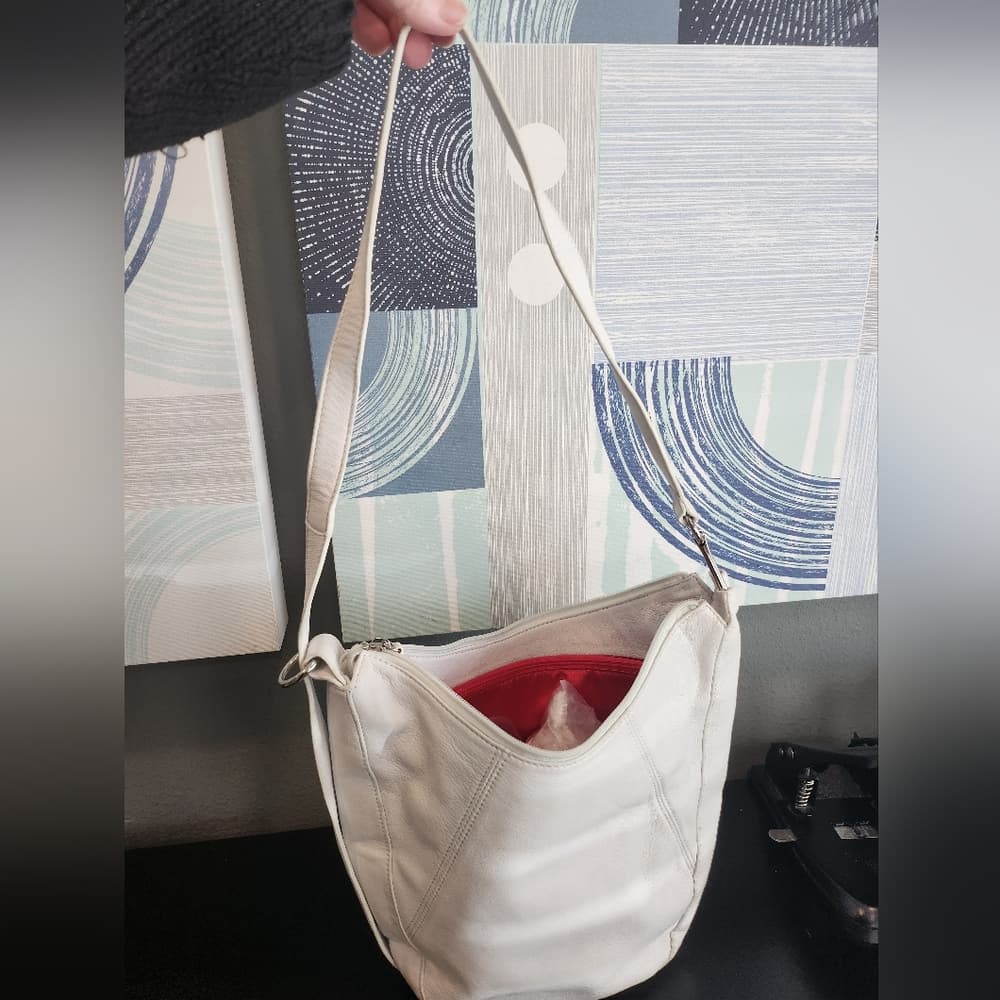 White Etienne Aigner Soft Lambskin Leather Shoulder Bag - Thumbnail 2