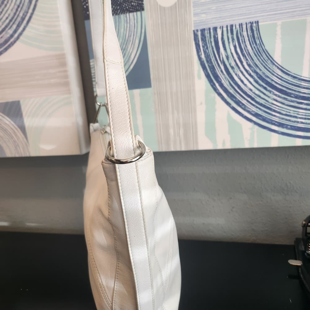 White Etienne Aigner Soft Lambskin Leather Shoulder Bag - Thumbnail 4