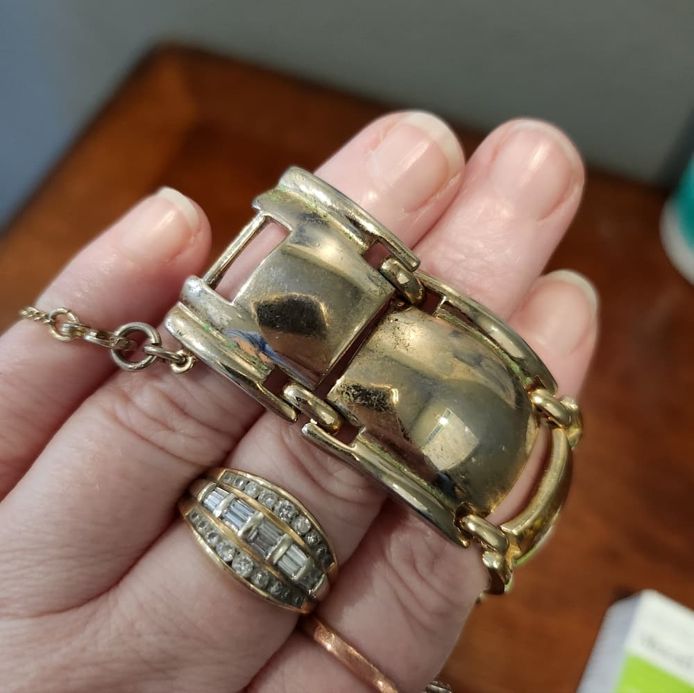 Vintage Gold Tone Chunky Monet Bracelet - Thumbnail 5