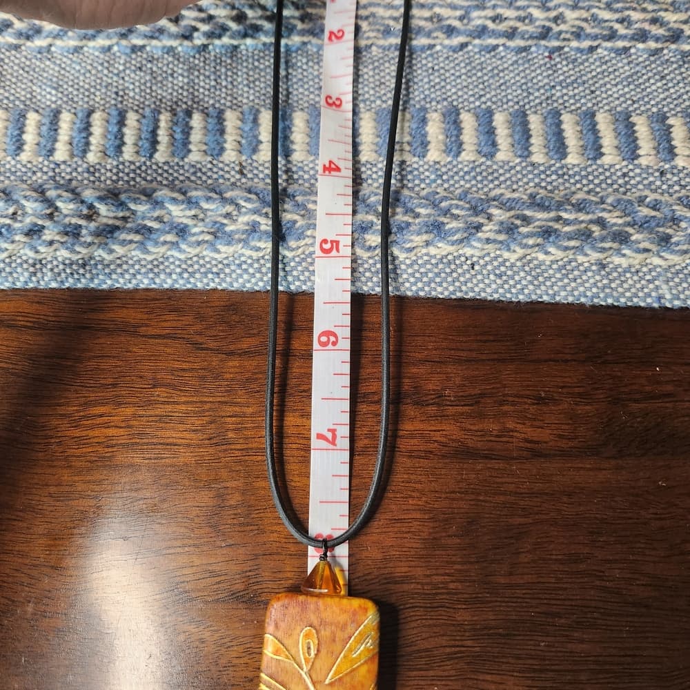 Artistic Gold and Black Domino Pendant Necklace - Thumbnail 6
