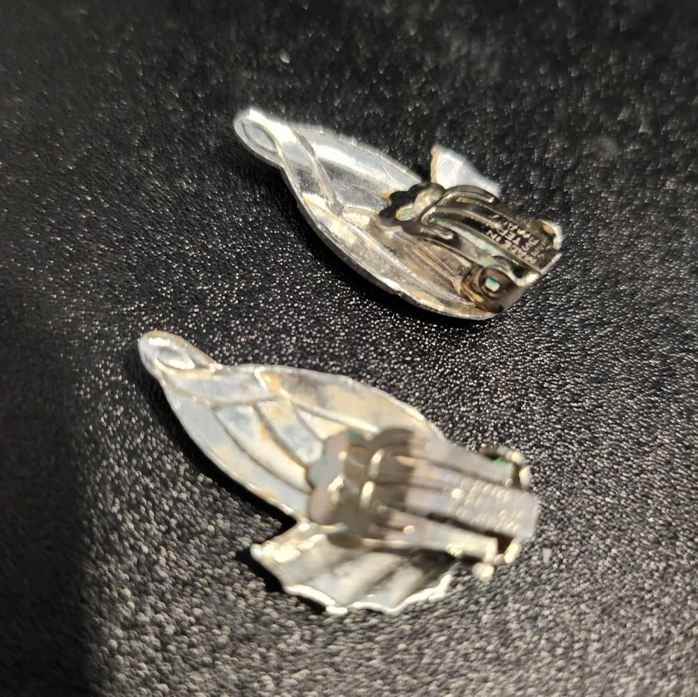 Vintage Western Germany Marcasite Clip On Earrings - Thumbnail 5