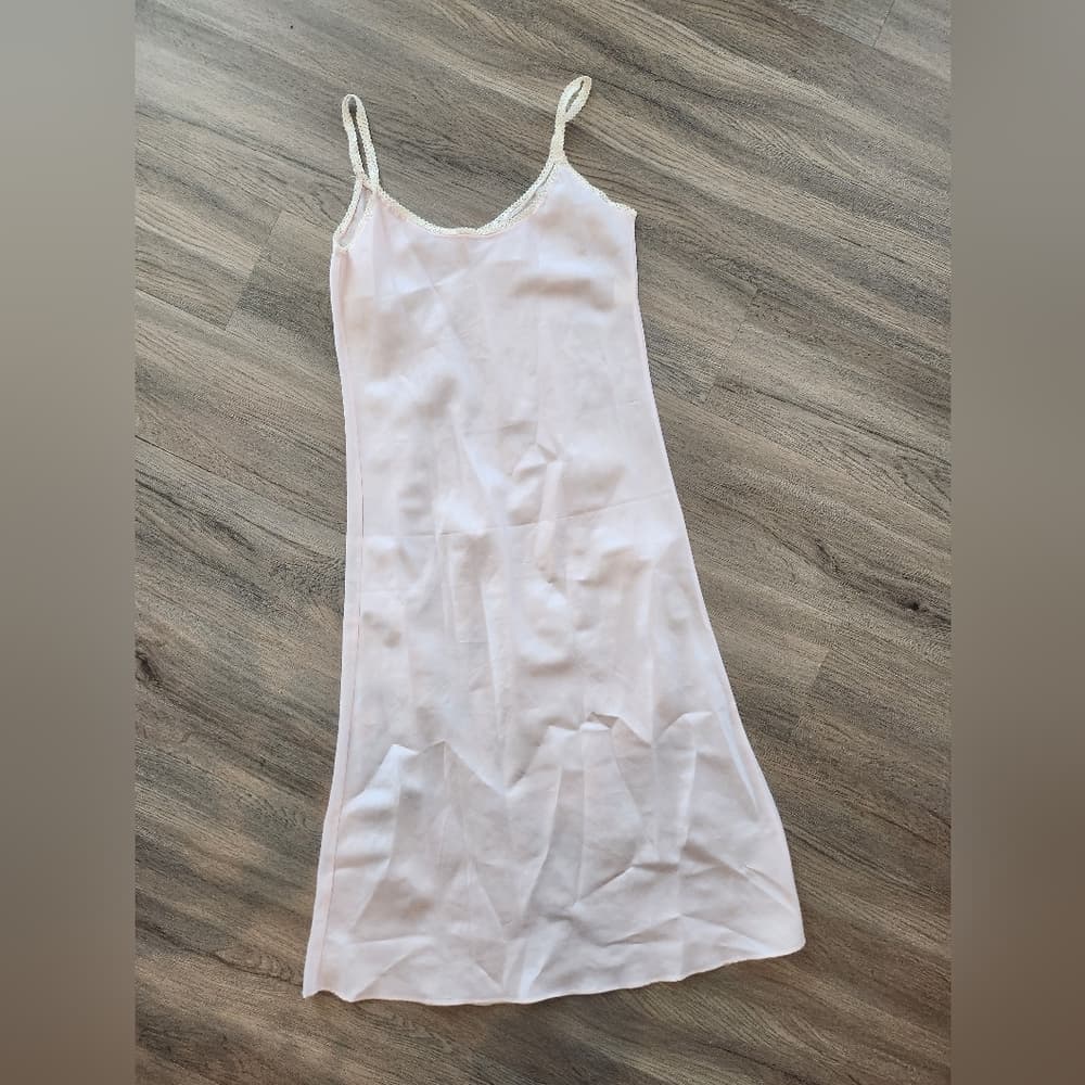 Vintage Chic Light Pink Semi Sheer Slip Or Night Gown