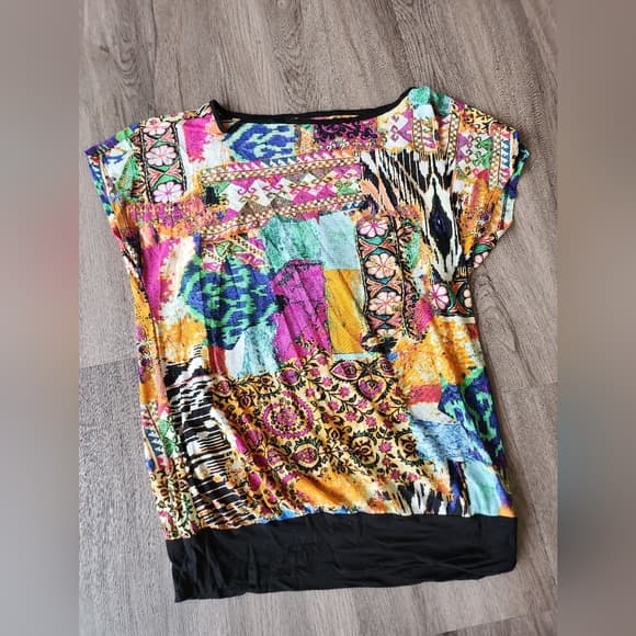 Cable & Gauge Multicolor Patchwork Blouse Faux 2 Piece - Thumbnail 9