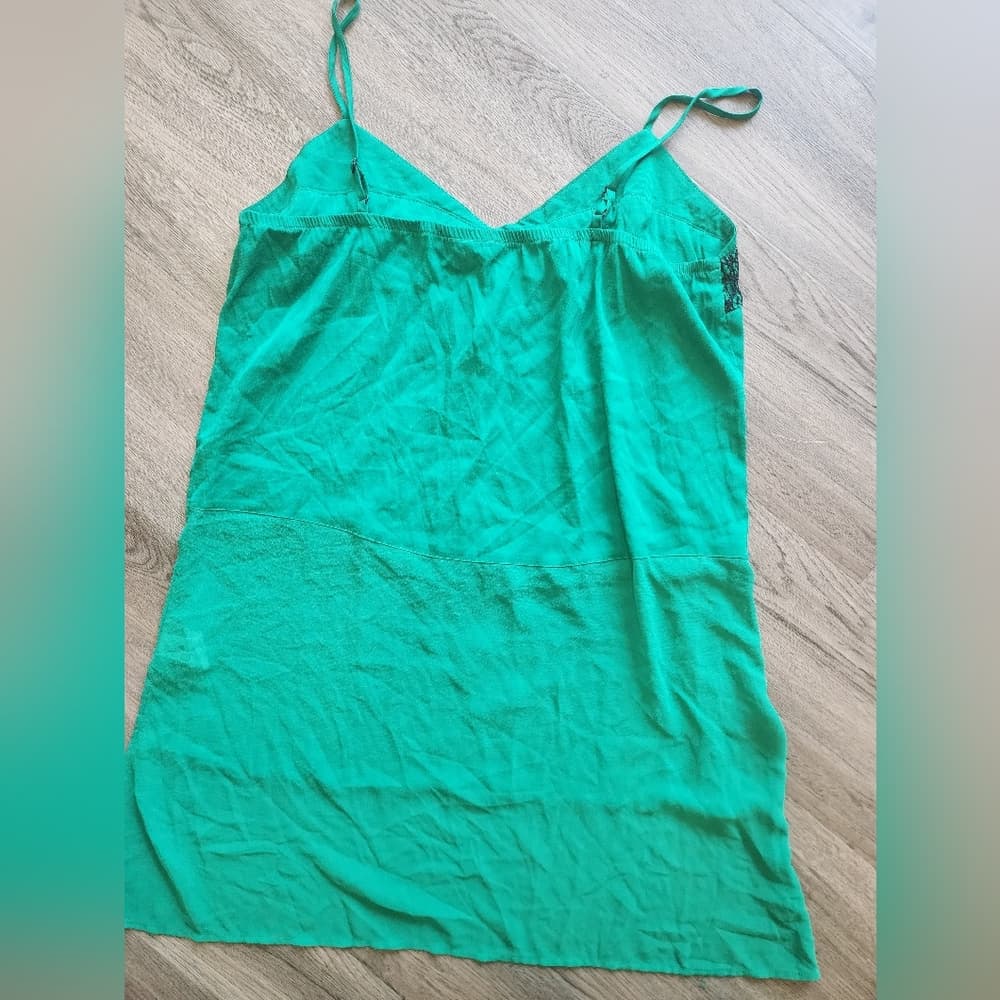XOXO Teal Green Tank Top with Black Lace Accent - Thumbnail 7