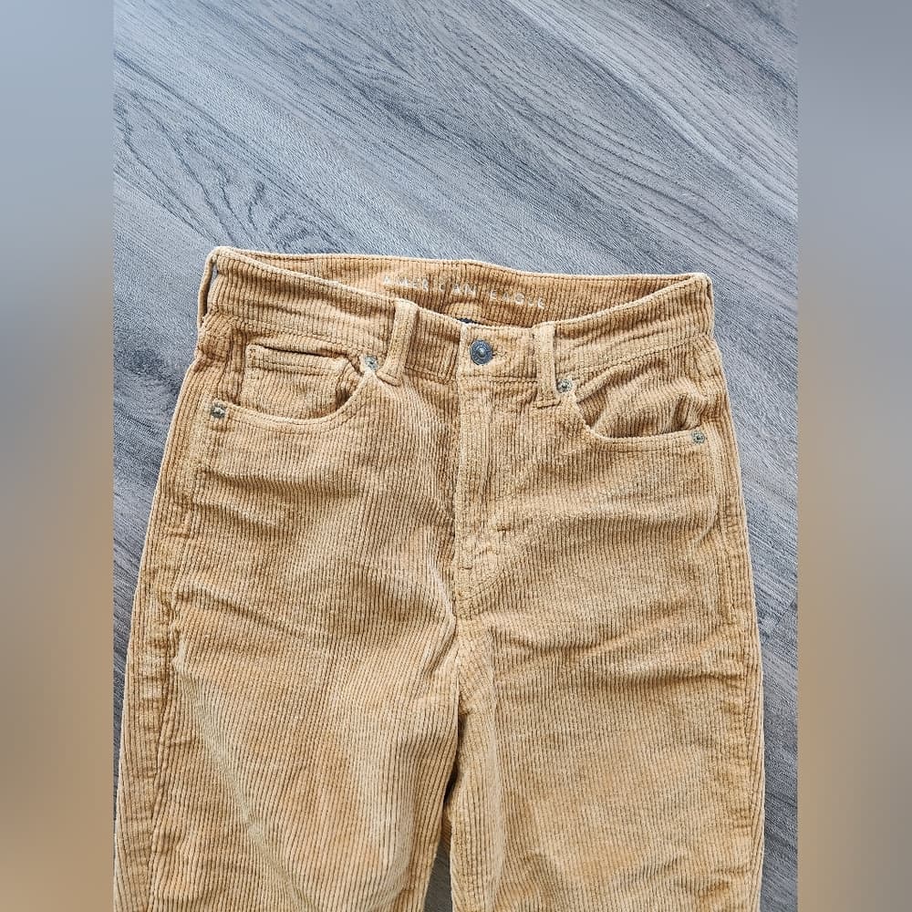American Eagle Outfitters Tan Corduroy Pants Cropped Folded Hem Super Stretch - Thumbnail 4