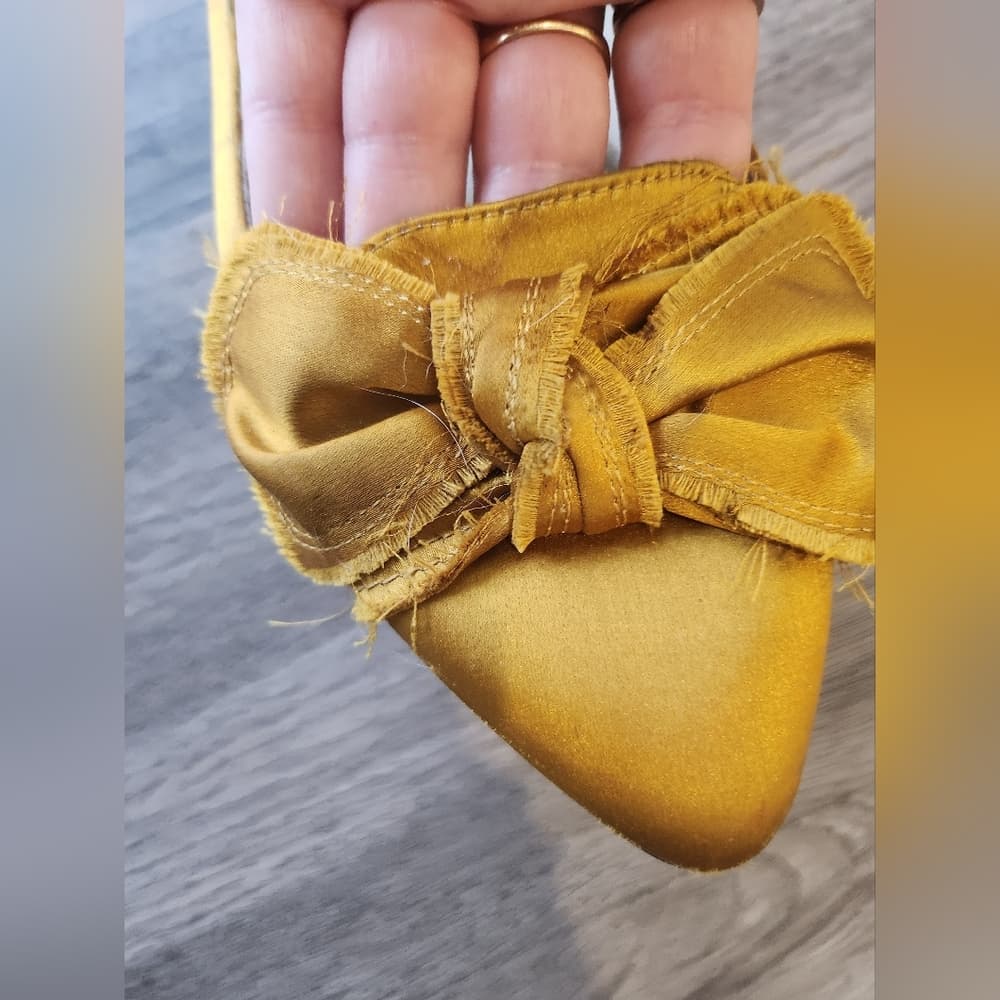 Ann Taylor Golden YellowBow Tie Pointed Toe Women's Slip On Flats - Thumbnail 3