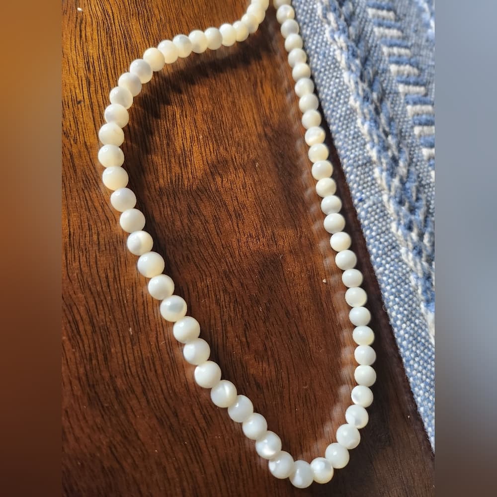 Elegant Long Strand White Mother Of Pearl Necklace - Thumbnail 5