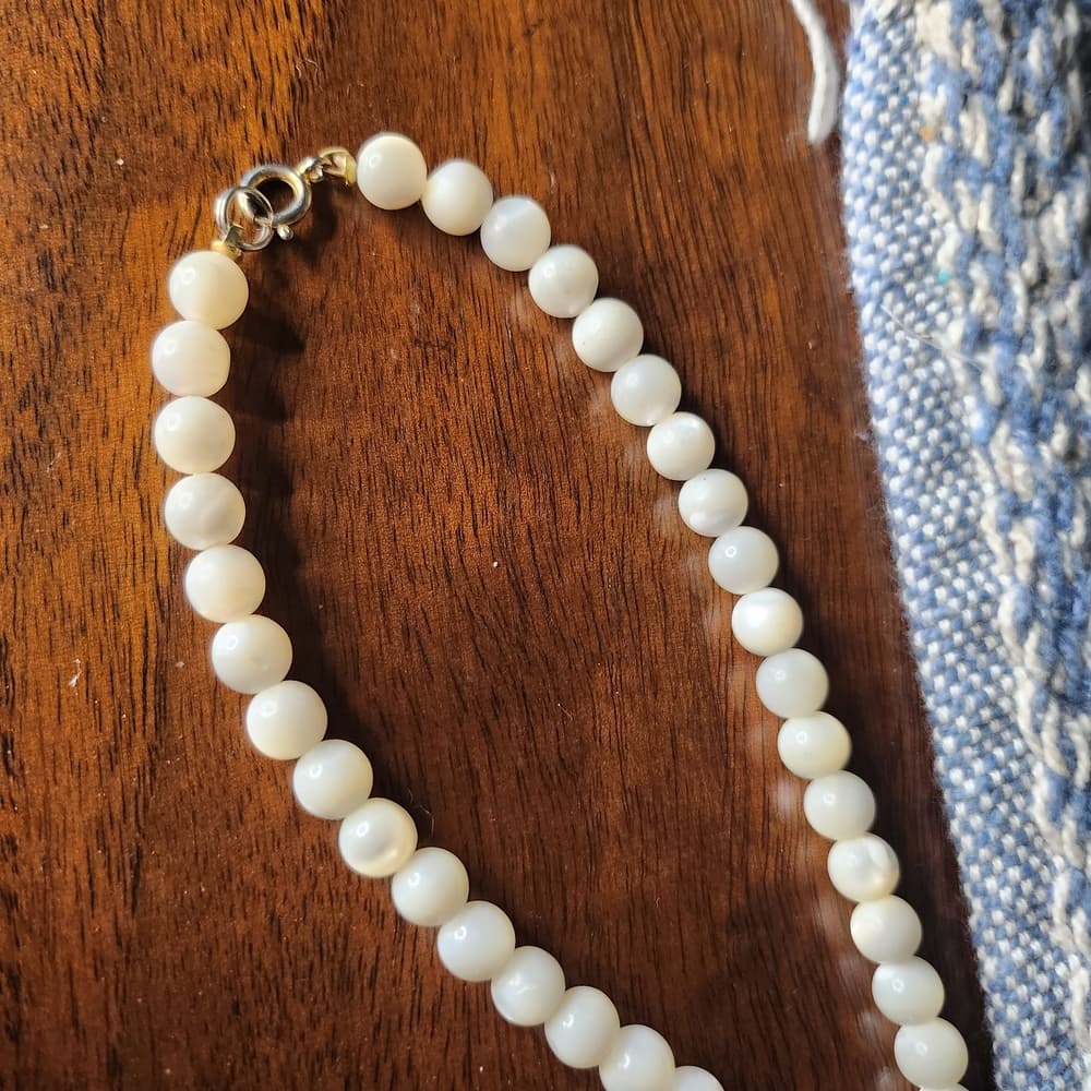 Elegant Long Strand White Mother Of Pearl Necklace - Thumbnail 4